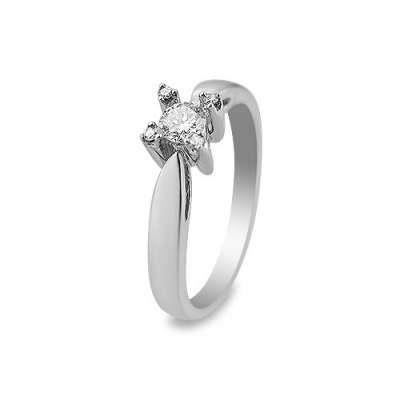 Pierścionek z białego złota 585 z brylantami 0,23 ct