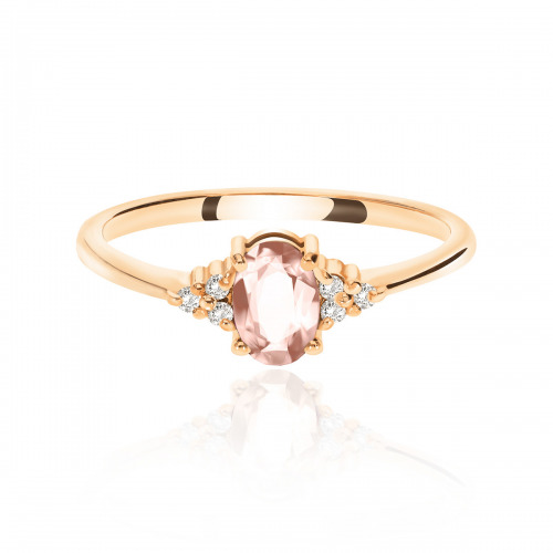 Pierścionek zaręczynowy Perugia z różowego złota 585 z morganitem 0,43 ct i białymi szafirami 0,07 ct
