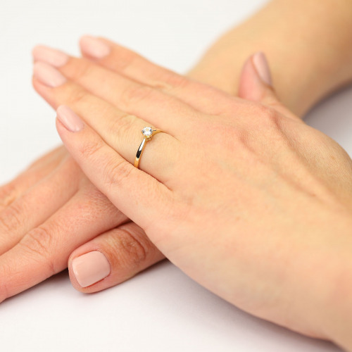 Pierścionek zaręczynowy dwukolorowe złoto 585 Vicenza z brylantem 0,23 ct