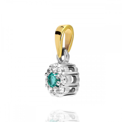 Zawieszka kwiatek dwukolorowe złoto 585 ze szmaragdem... 2