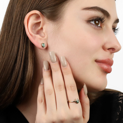 Kolczyki żółte złoto 585 Portofino ze szmaragdem 0,82 ct 2