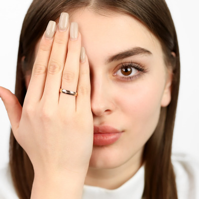 Obrączki Sicilia z różowego złota 585 półokrągłe zdobione... 2