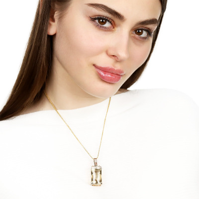 Zawieszka z dwukolorowego złota 585 z okazałym cytrynem i... 2