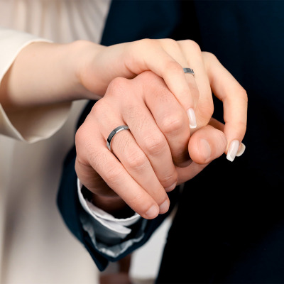 Obrączki Lazio z białego rodowanego złota 585 płaskie... 2