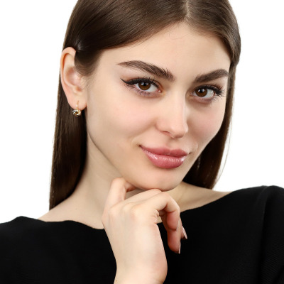 Kolczyki wiszące supełki z dwukolorowego złota 585 2