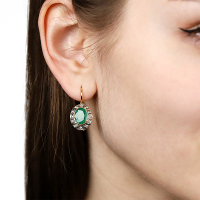 Kolczyki złote ze szmaragdami i brylantami 2