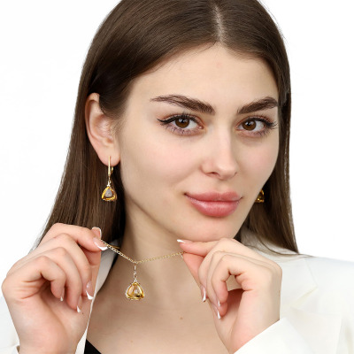 Kolczyki z żółtego złota 585 z cytrynami 13,96 ct i... 2