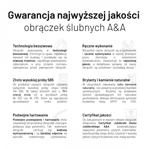 Obrączki Lazio z białego platynowanego złota 585 płaskie fazowane 5 mm z soczewką