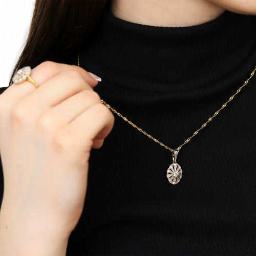 Pierścionek złoto 585 z brylantami 0,36 ct