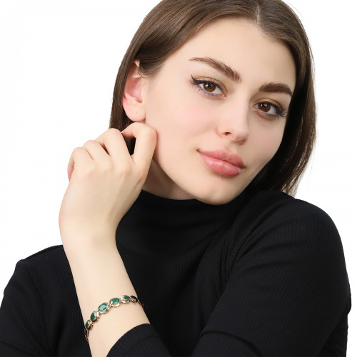 Bransoleta z białego i żółtego złota 585 ze szmaragdami 5,94 ct