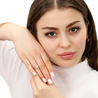 Pierścionek z dwukolorowego złota 585 z brylantami 0,50 ct 2