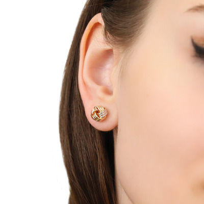 Kolczyki na sztyft w trzech kolorach złota 585 supełki 1,26g 2