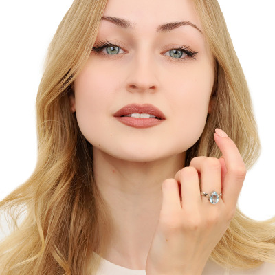 Pierścionek białe złoto 585 z topazem 2,31 ct 2