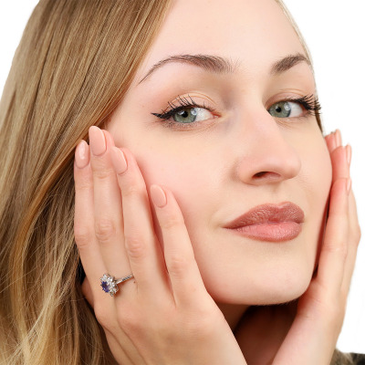 Pierścionek zaręczynowy Venezia z białego złota 585 z... 2