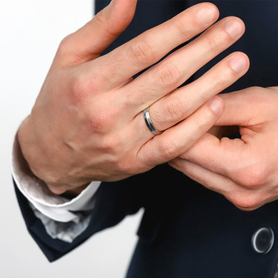 Obrączki Umbria z białego rodowanego złota 585 płaskie 4... 2