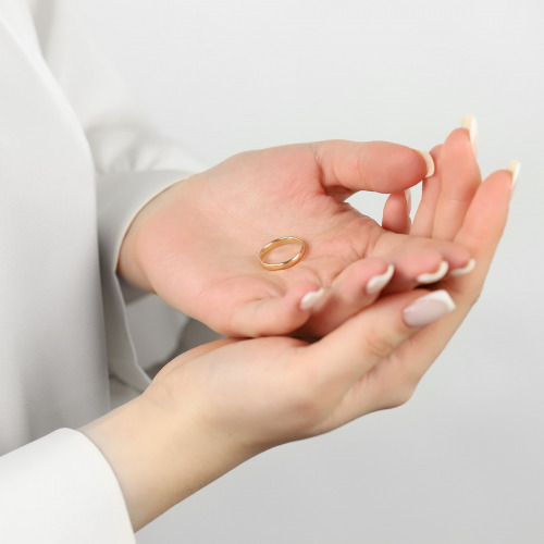 Obrączki Lombardia z żółtego złota 585 półokrągłe 3 mm z soczewką