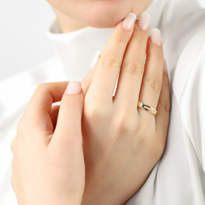 Obrączki Lazio z żółtego złota 585 płaskie fazowane 5 mm... 2