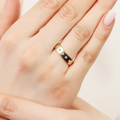 Obrączki Piemonte z żółtego złota 585 płaskie 5 mm z... 2