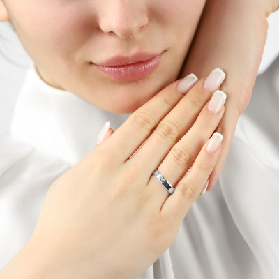 Obrączki Lazio z białego rodowanego złota 585 płaskie... 2