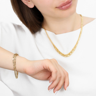 Naszyjnik z żółtego złota 585 oryginalny splot dł. 50 cm... 2