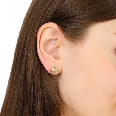 Kolczyki żółte złoto 585 diamentowane kulki 2