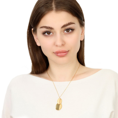 Naszyjnik z żółtego złota 585 dwa owale 2