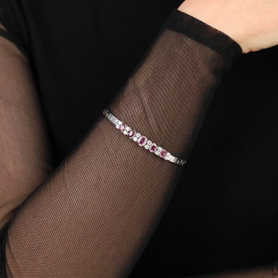 Bransoletka z białego złota 585 z rubinami i brylantami 2