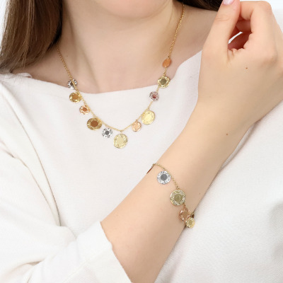 Bransoletka z elementami w trzech kolorach złota 585 2