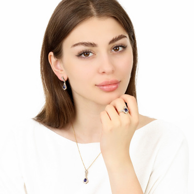 Zawieszka dwukolorowe złoto 585 z szafirem na kształt... 2