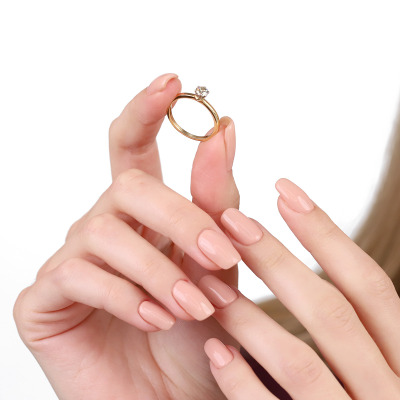 Klasyczny pierścionek złoty 0,585 z szampańskim brylantem 0,42 ct 2