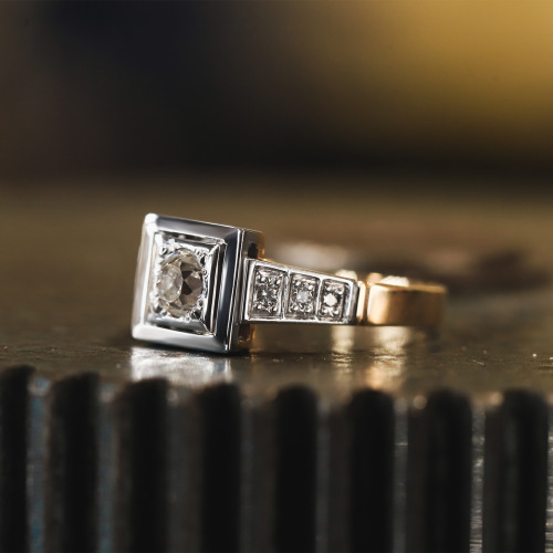 Pierścionek z dwukolorowego złota 585 z brylantami 0,52 ct