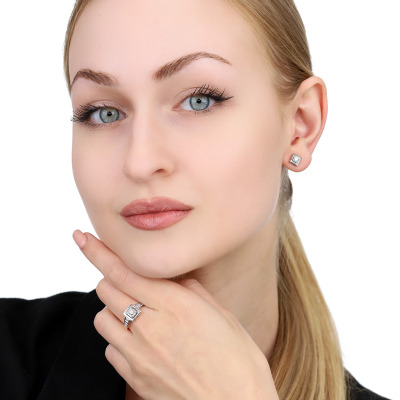 Kolczyki z dwukolorowego złota 585 z brylantami 0,14 ct Vs/E 2