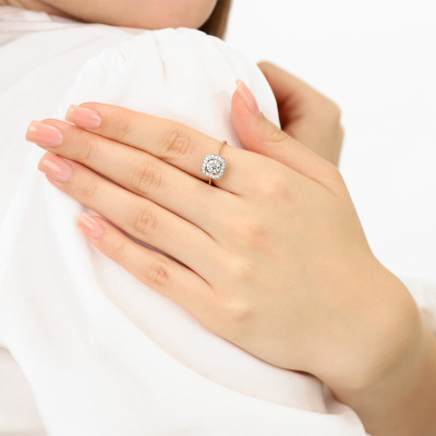 Pierścionek z żółtego i białego złota 585 z brylantami... 2