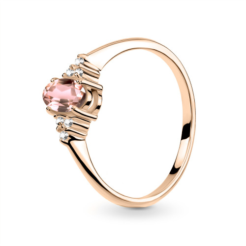 Pierścionek zaręczynowy Perugia z różowego złota 585 z morganitem 0,43 ct i białymi szafirami 0,07 ct