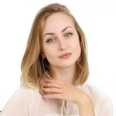 Kolczyki asymetryczne z żółtego złota 585 długie, wiszące 2