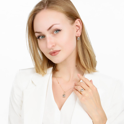 Zawieszka dwukolorowe złoto 585 z szafirem 0,15 ct i... 2