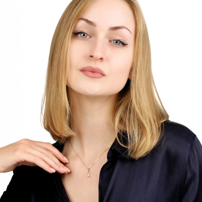 Zawieszka żółte złoto 585 literka Z z białymi szafirami... 2