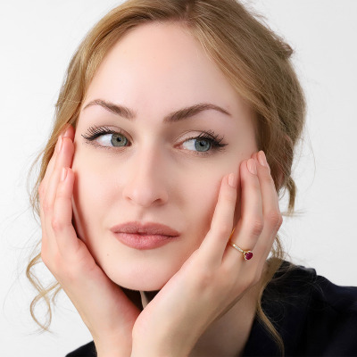 Pierścionek zaręczynowy żółte złoto 585 Modena z rubinem... 2