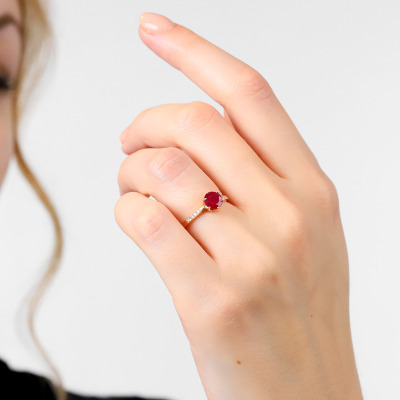 Pierścionek zaręczynowy różowe złoto 585 Modena z rubinem... 2