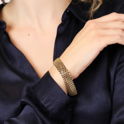 Bransoleta okazała z żółtego złota 585 ze spinelami 2