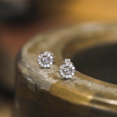 Kolczyki białe złoto 585 Bergamo z brylantami 0,34 ct 2