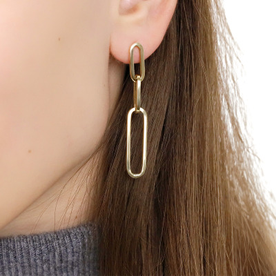 Kolczyki na sztyft wiszące z żółtego złota 585 ankier 2