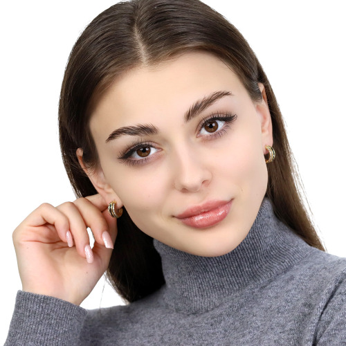 Kolczyki z żółtego i białego złota 585 z szafirami 0,90 ct i brylantami 0,28 ct