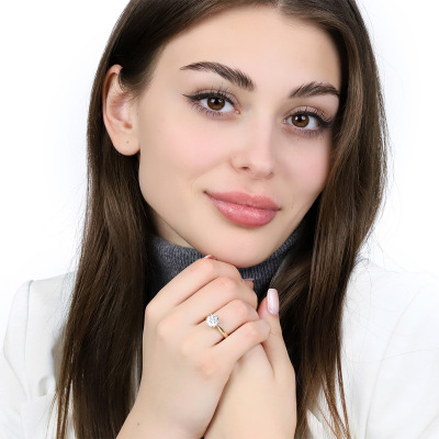 Pierścionek zaręczynowy dwukolorowe złoto 585 z... 2