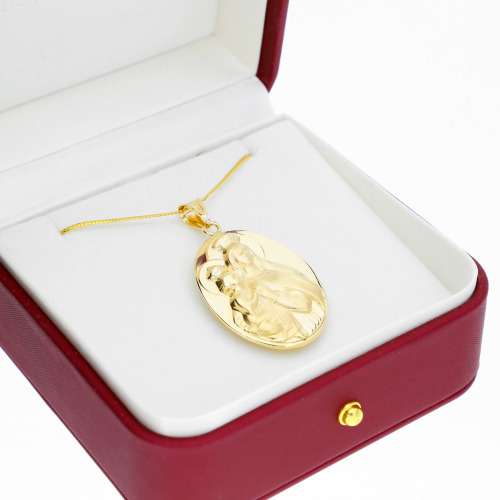 Zawieszka medalik szkaplerz z żółtego złota 585 okazały