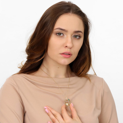 Zawieszka artystyczna z żółtego złota 585 ze szmaragdem... 2