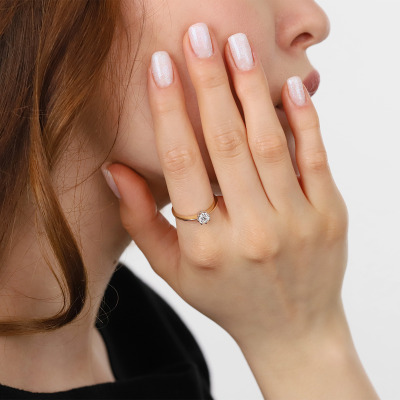 Pierścionek żółte i białe złoto 585 z brylantem 0,50 ct... 2