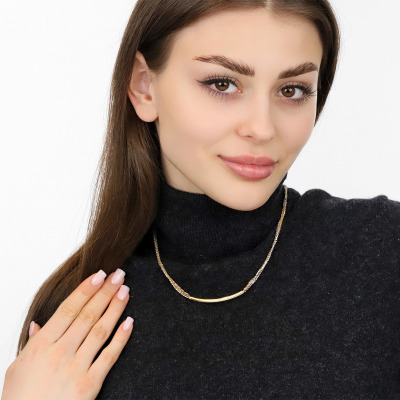 Naszyjnik w trzech kolorach złota 585 z elementem... 2