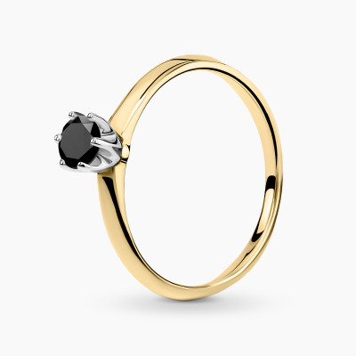 Pierścionek dwukolorowe złoto 585 Torino z czarnym...