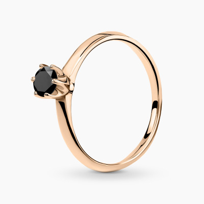 Pierścionek różowe złoto 585 Torino z czarnym diamentem...